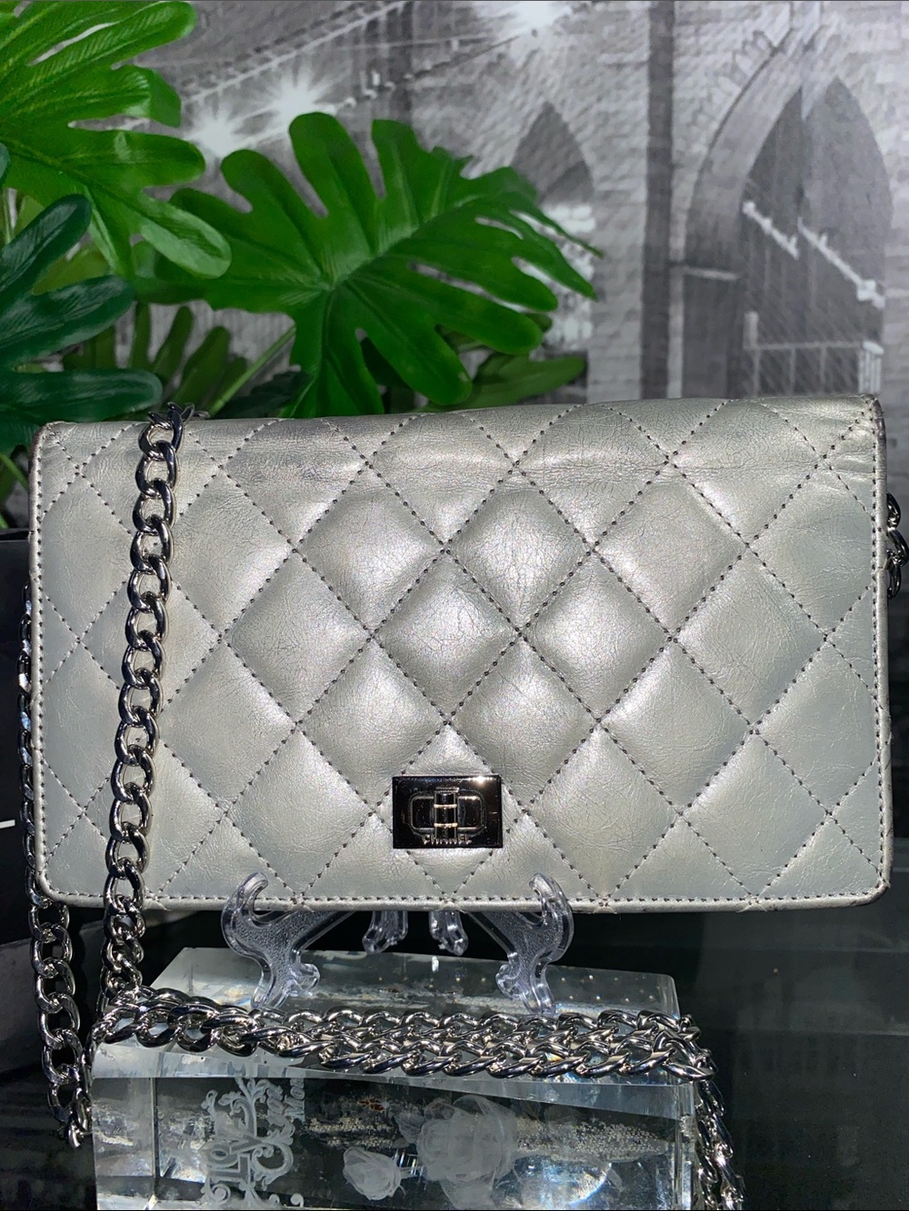 Authentic CHANEL 2.55 Quilted Matelasse Logo Lambskin Long Bifold Flap Wallet